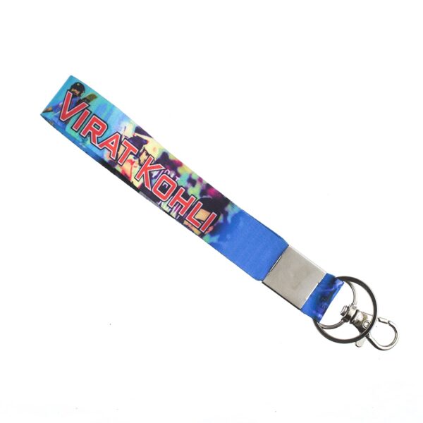 AVI Multi-Colour Fabric Locking Keychain for Virat Kohli Fans Design and Wristband Combo Pack