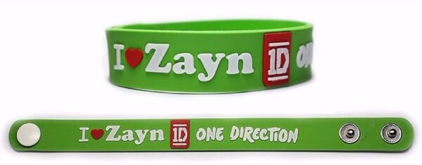 One Direction 3D Embossed Silicone Wristband Bracelet Open with 2 Adjustable Sizes (Green, 20 mm)
